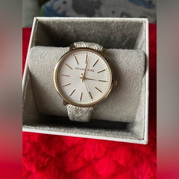 Michael Kors Accessories - Michael Kors White Watch ,Michael Kors Watch For Women,Michael Kors with MK Logo